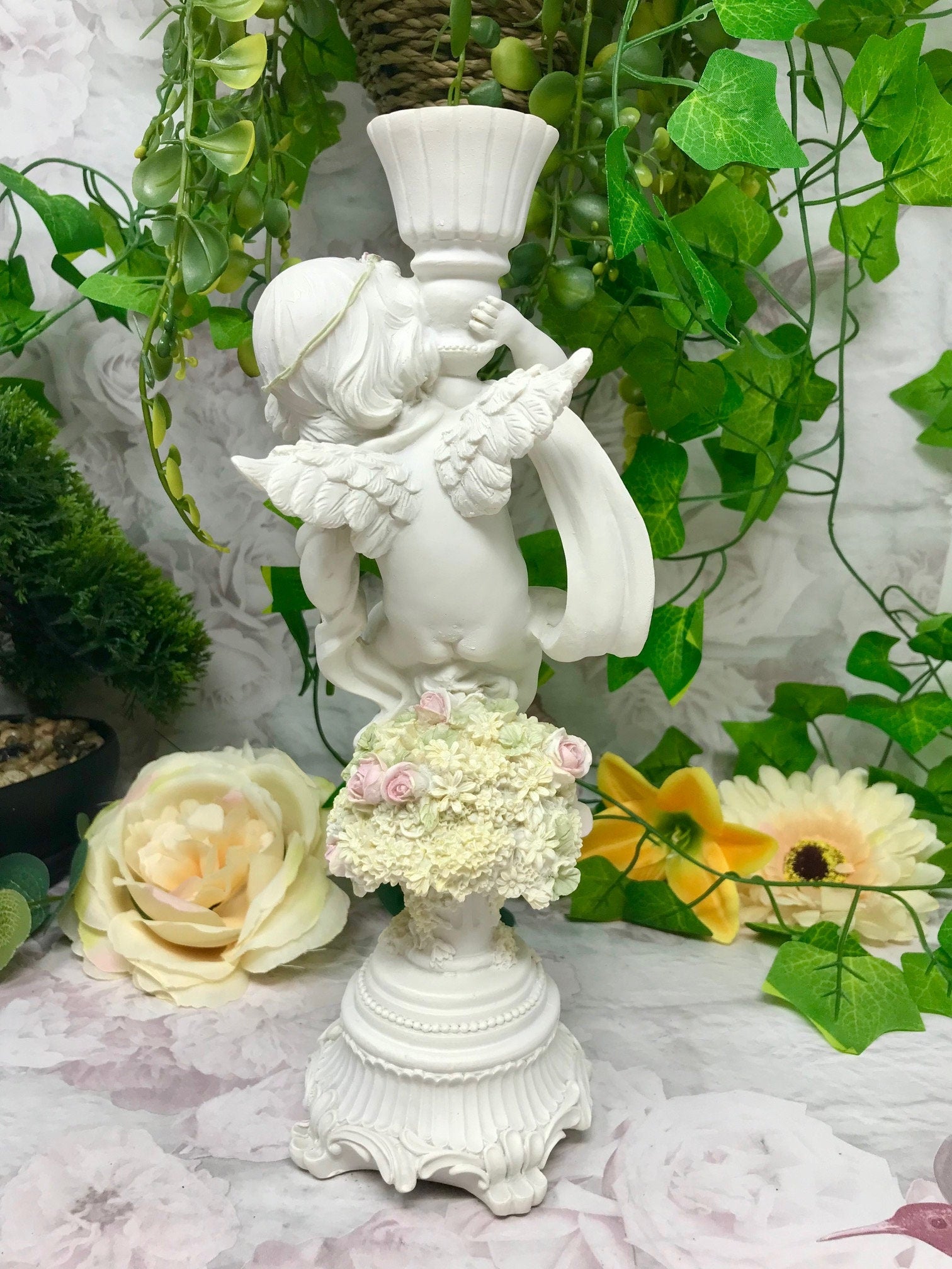 Divine Guardian Angel Figurine Cherub Candle Holder Sculpture for Angelic Home Decor and Gifts from Heaven-Osiris Craftworks