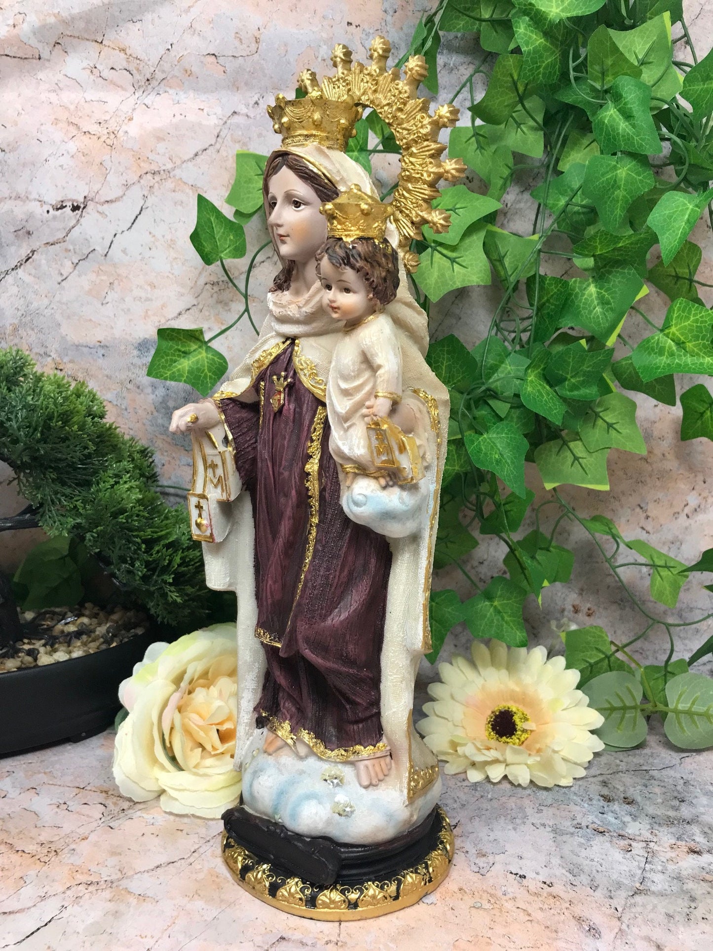 Our Lady of Mount Carmel Virgin Mary Sculpture Statue Religious Ornament-Osiris Craftworks