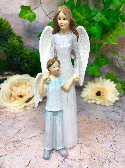 Guardian Angel with Child Figurine Statue Ornament Sculpture Home Decoration Figure Angels Collection-Osiris Craftworks