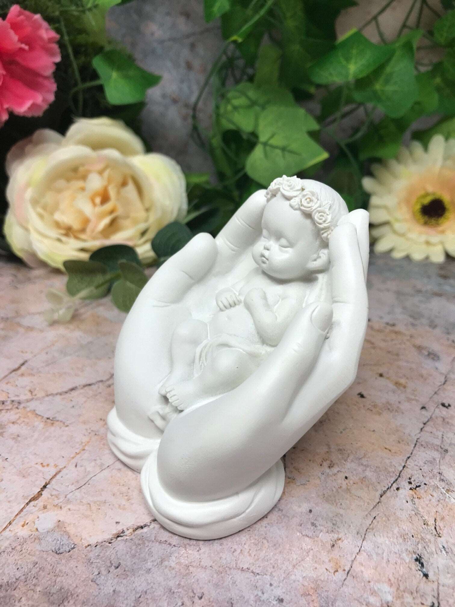 Beautiful Baby Resting in Hand Angel Cherub Ornament Mothers Grandma Gift-Osiris Craftworks