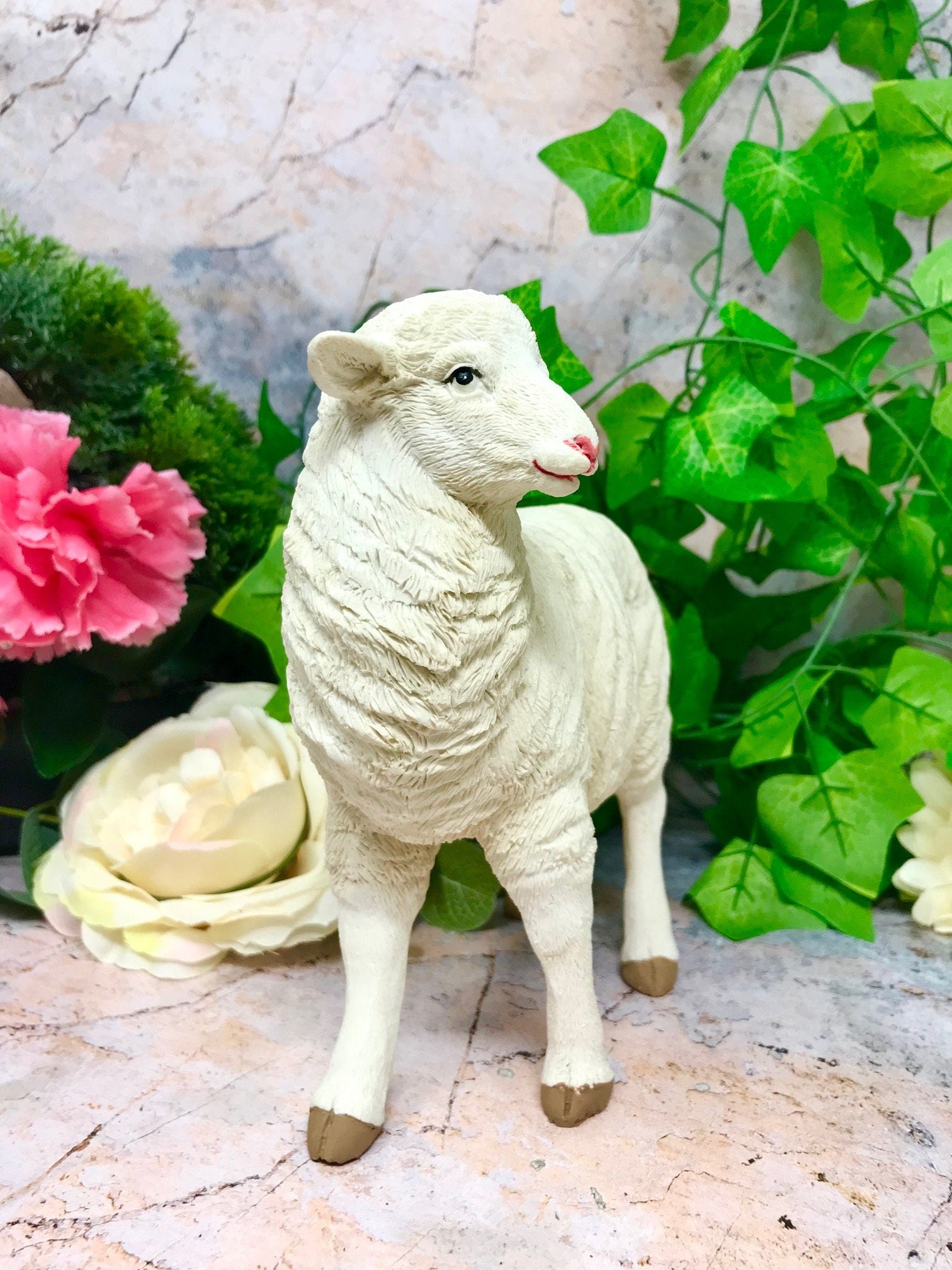 Small Standing Sheep Figurine Statue Garden Ornament Farm Lamb Lawn Decoration Sheep Patio Sculpture-Osiris Craftworks