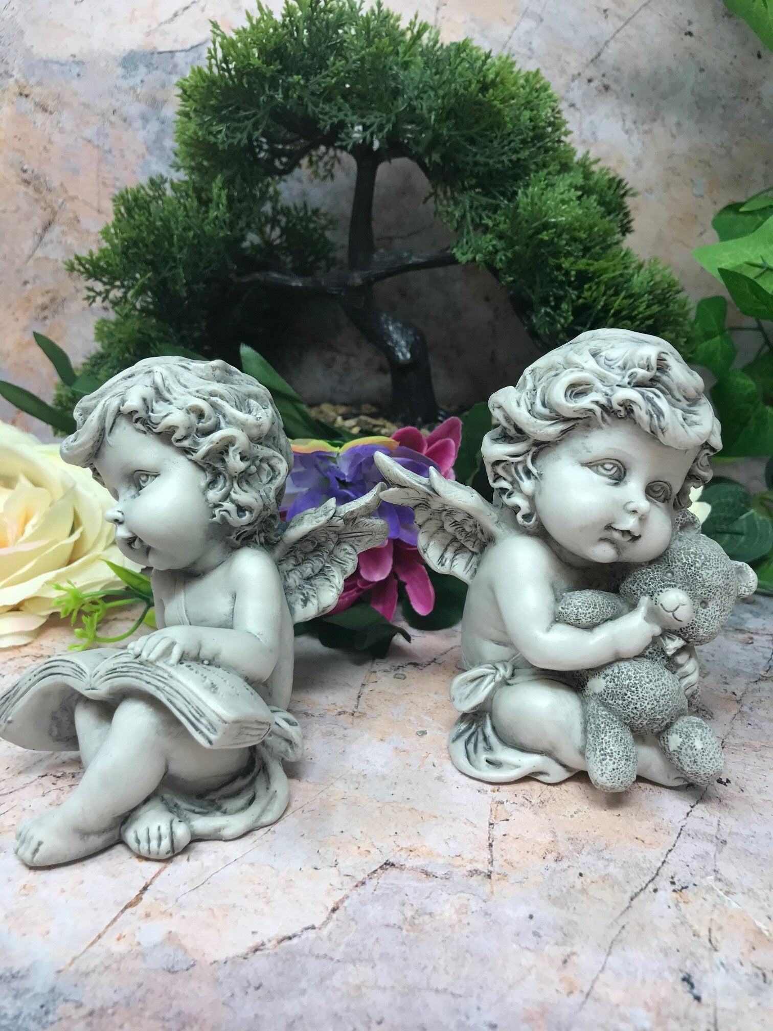 Elegant Guardian Angel Cherubs Statues – Delicate Ornamental Sculptures for Home Decor-Osiris Craftworks