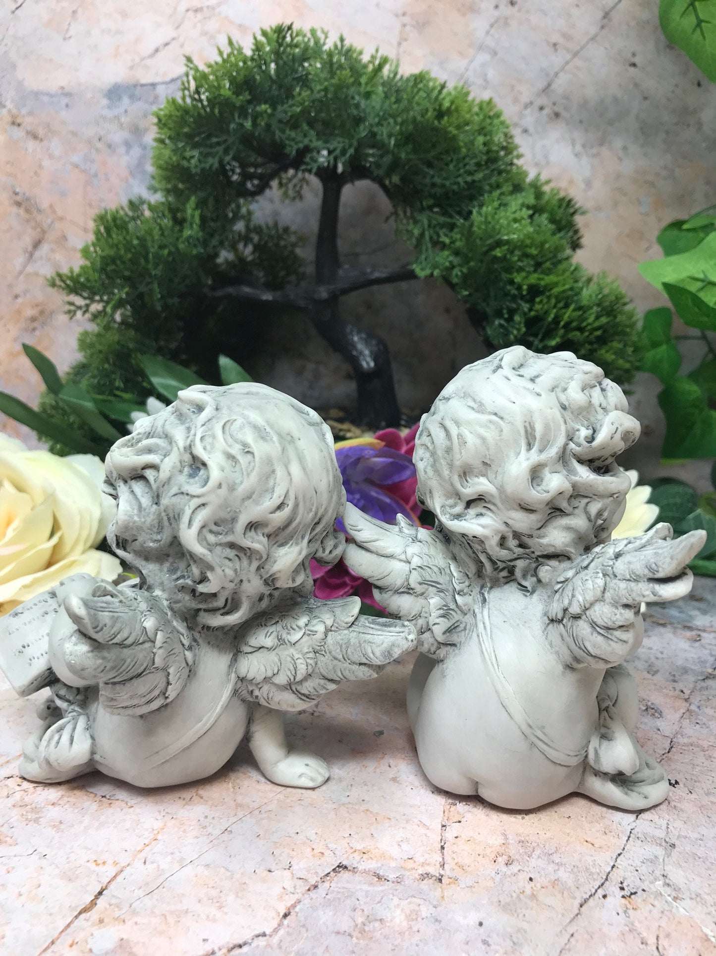 Elegant Guardian Angel Cherubs Statues – Delicate Ornamental Sculptures for Home Decor-Osiris Craftworks