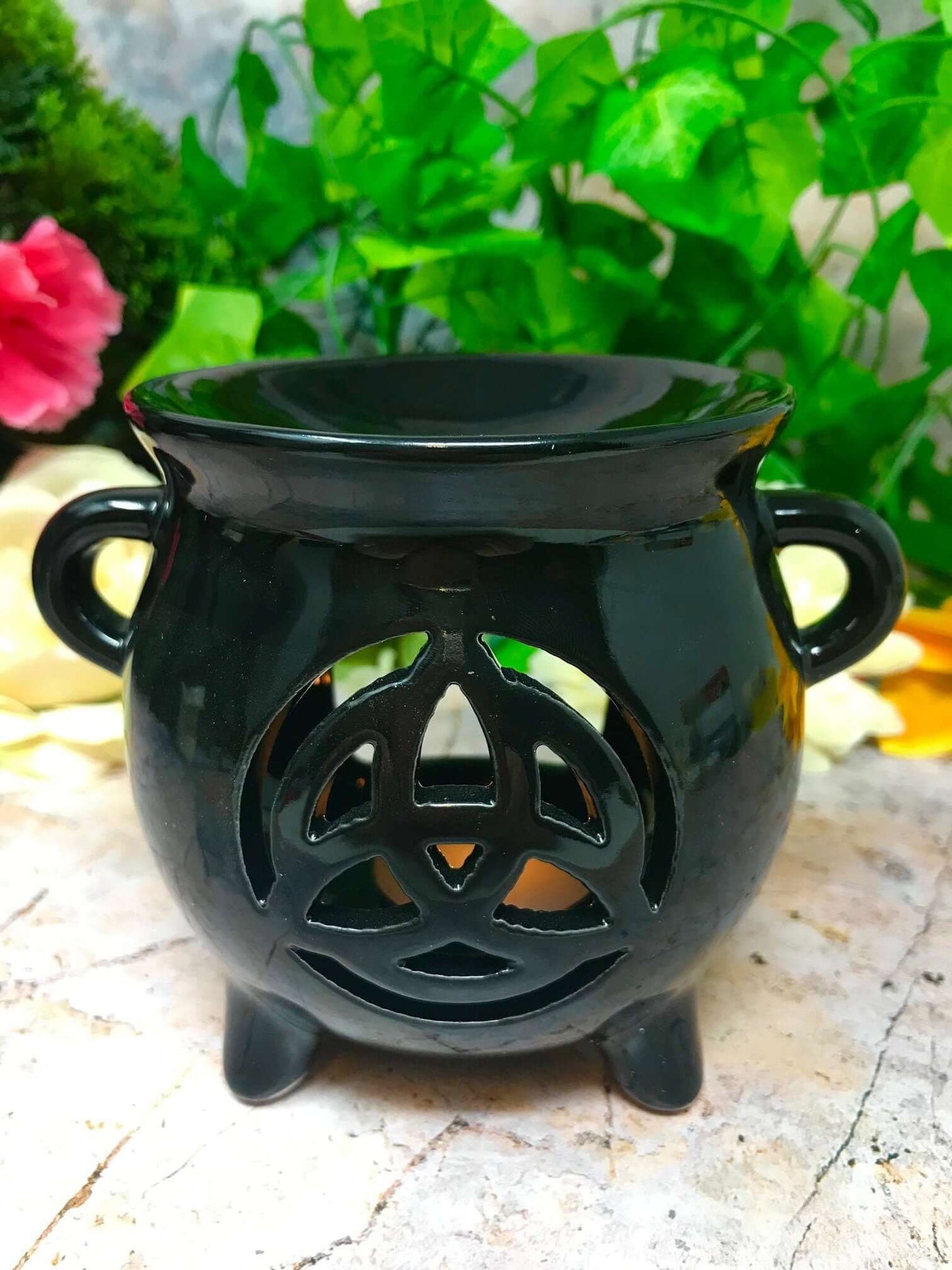 Oil Burner Triquetra Black Warmer Reiki Healing Space Clearing Feng Shui