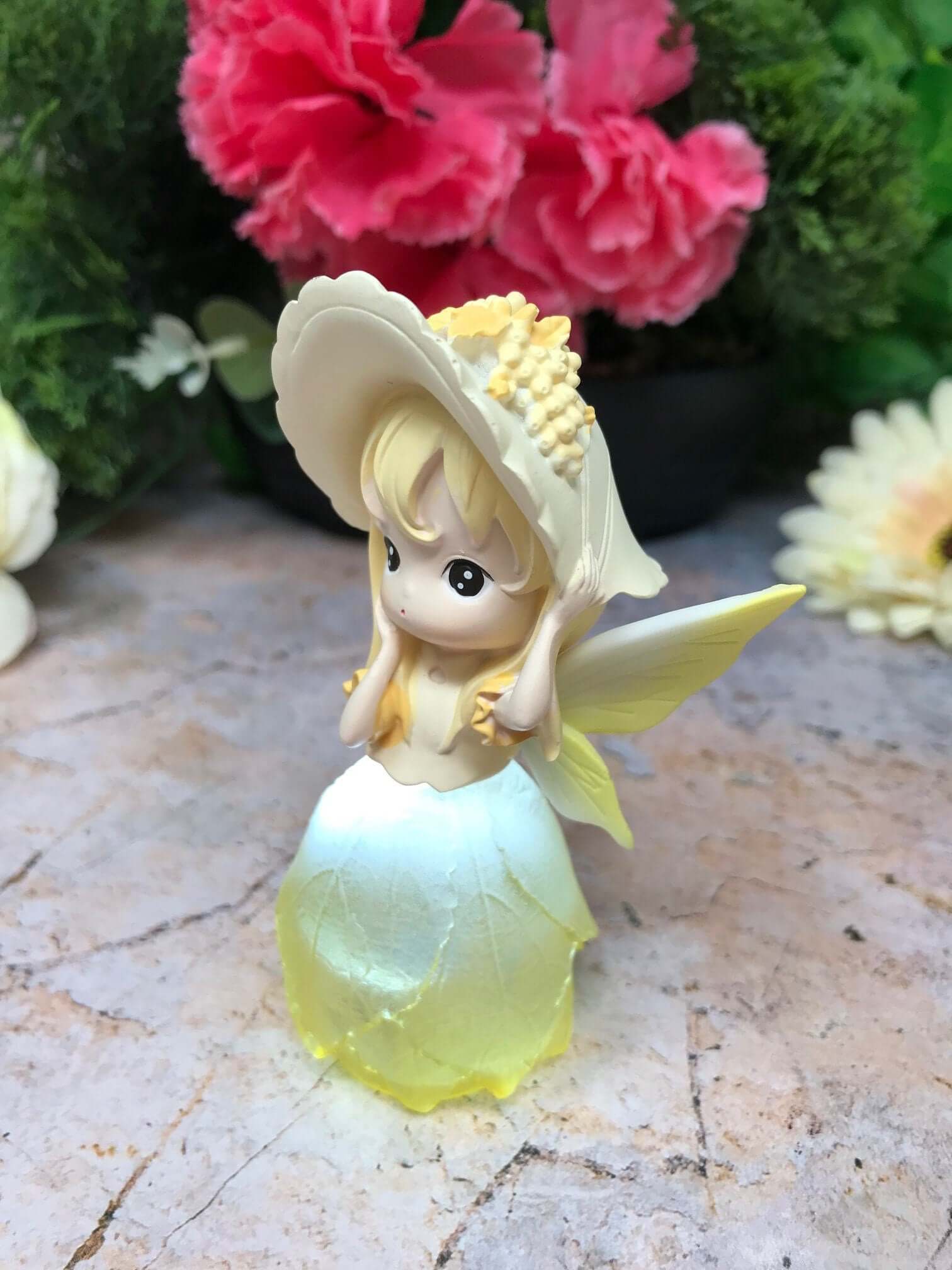 Adorable Peaceful Angel Baby Girl with Led Light Sculpture Yellow Figurine Fantasy Fairy Collection-Osiris Craftworks