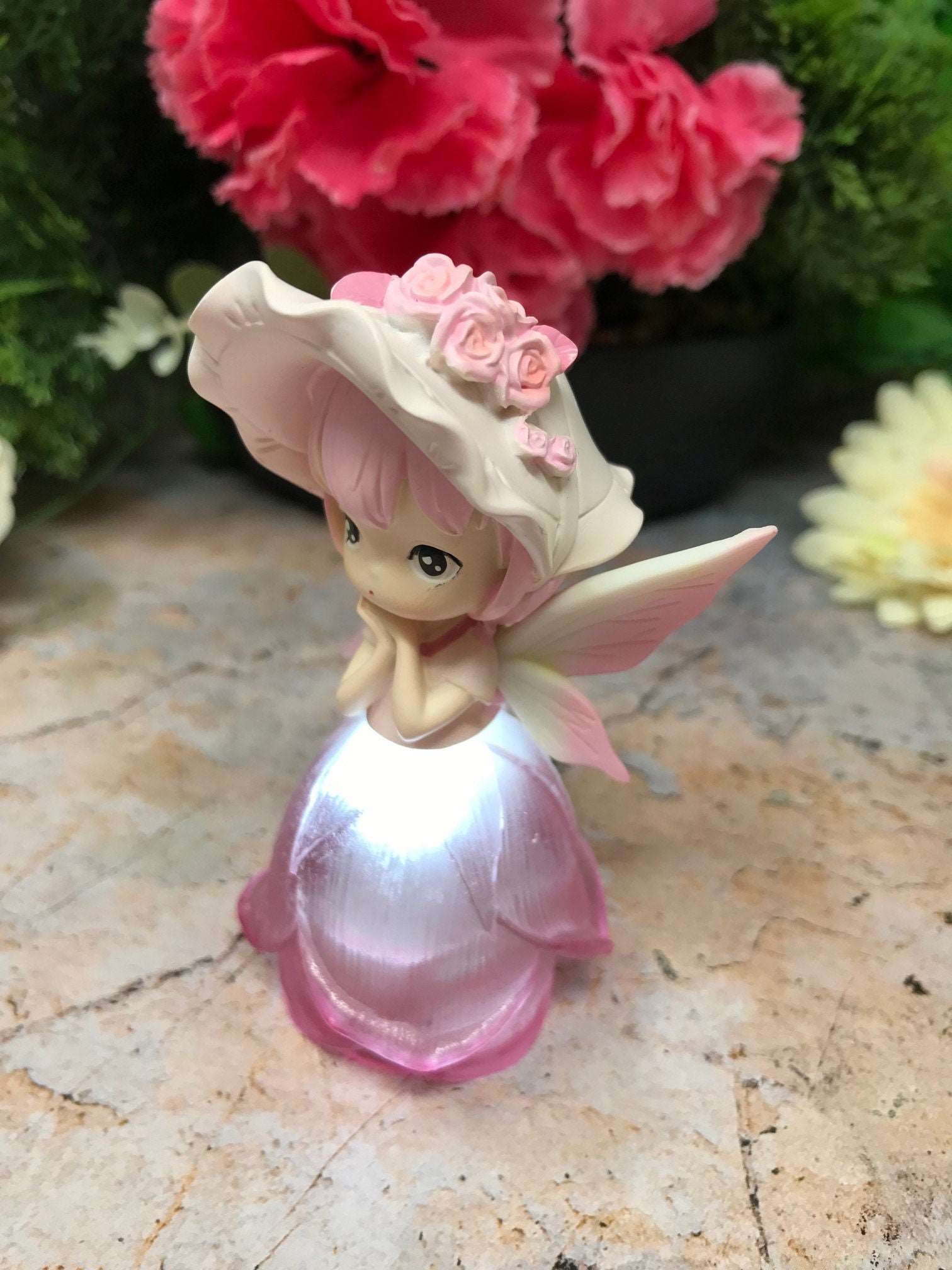 Adorable Peaceful Angel Baby Girl with Led Light Sculpture Pink Figurine Fantasy Fairy Collection-Osiris Craftworks