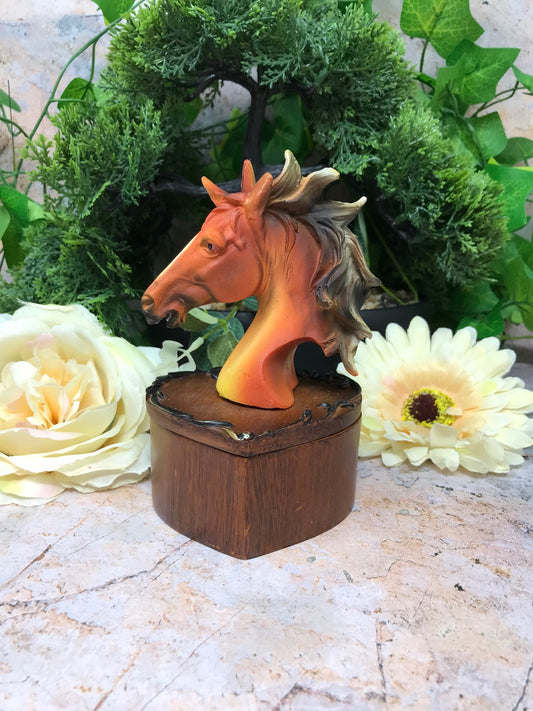 Heart Shaped Horse Trinket Box Sculpture Ornament Secret Stash Equestrian Horses Collection