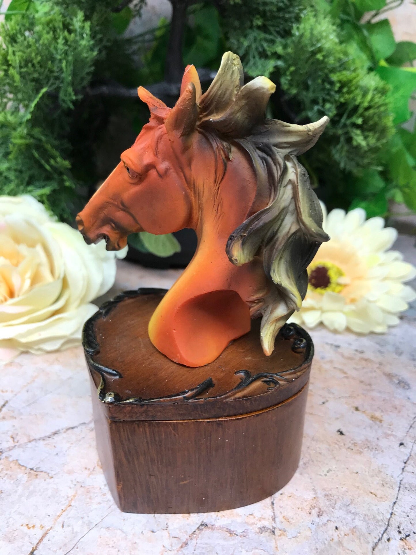 Heart Shaped Horse Trinket Box Sculpture Ornament Secret Stash Equestrian Horses Collection