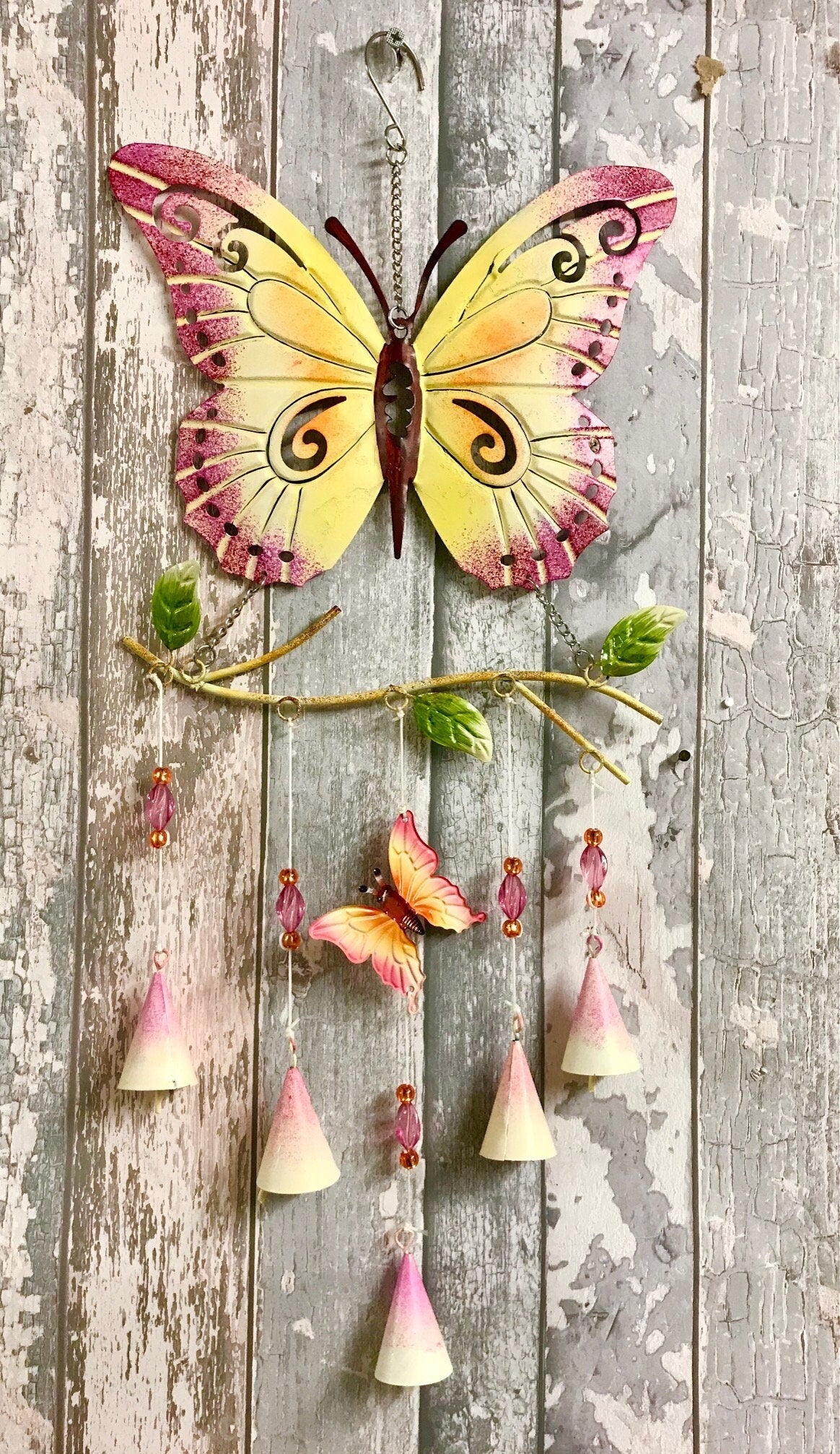 Butterfly Wind Chime with Bells Garden Ornament Patio Decor Wall Hanging-Osiris Craftworks