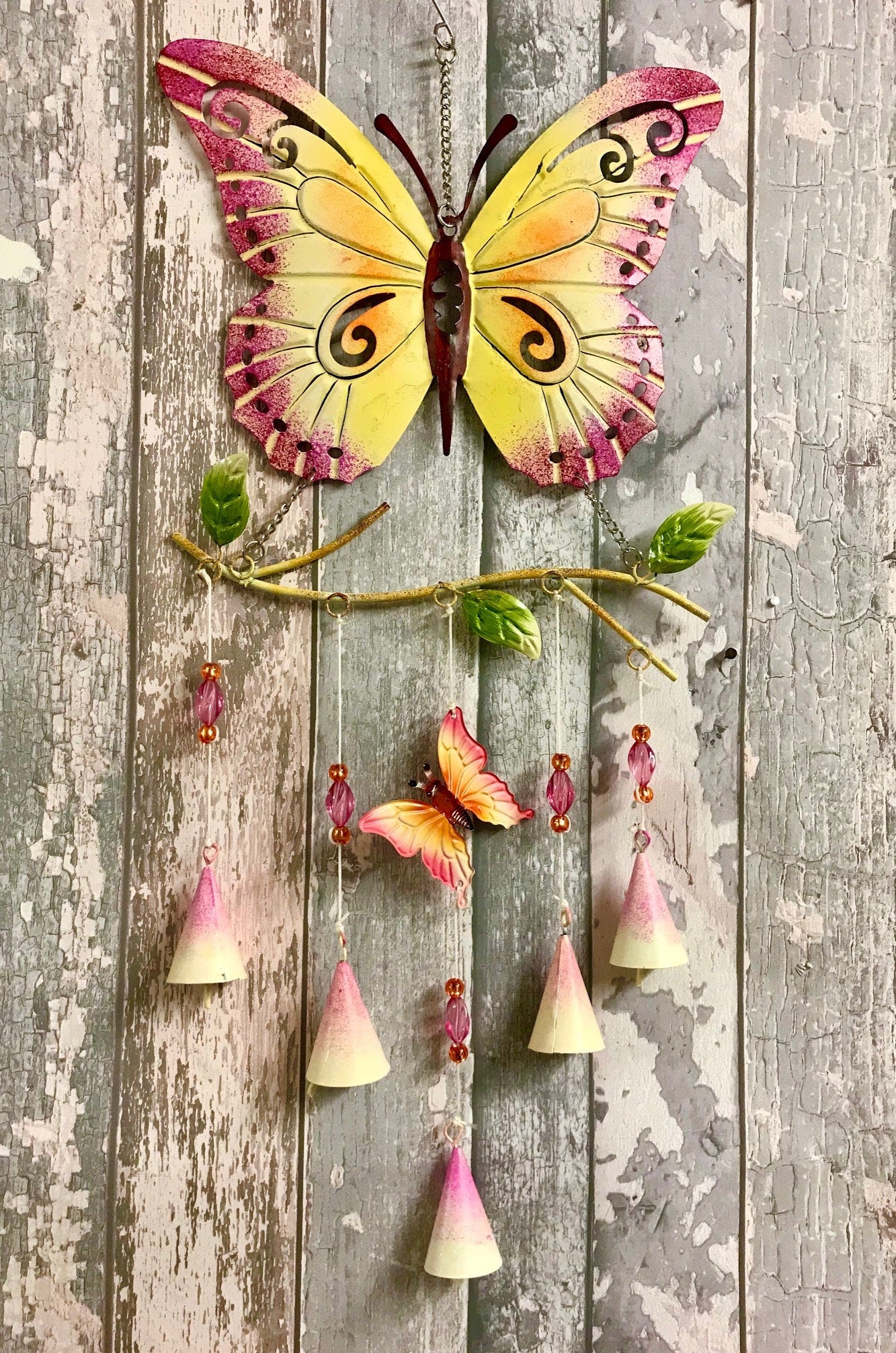 Butterfly Wind Chime with Bells Garden Ornament Patio Decor Wall Hanging-Osiris Craftworks