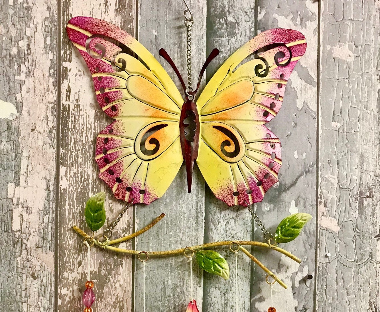 Butterfly Wind Chime with Bells Garden Ornament Patio Decor Wall Hanging-Osiris Craftworks