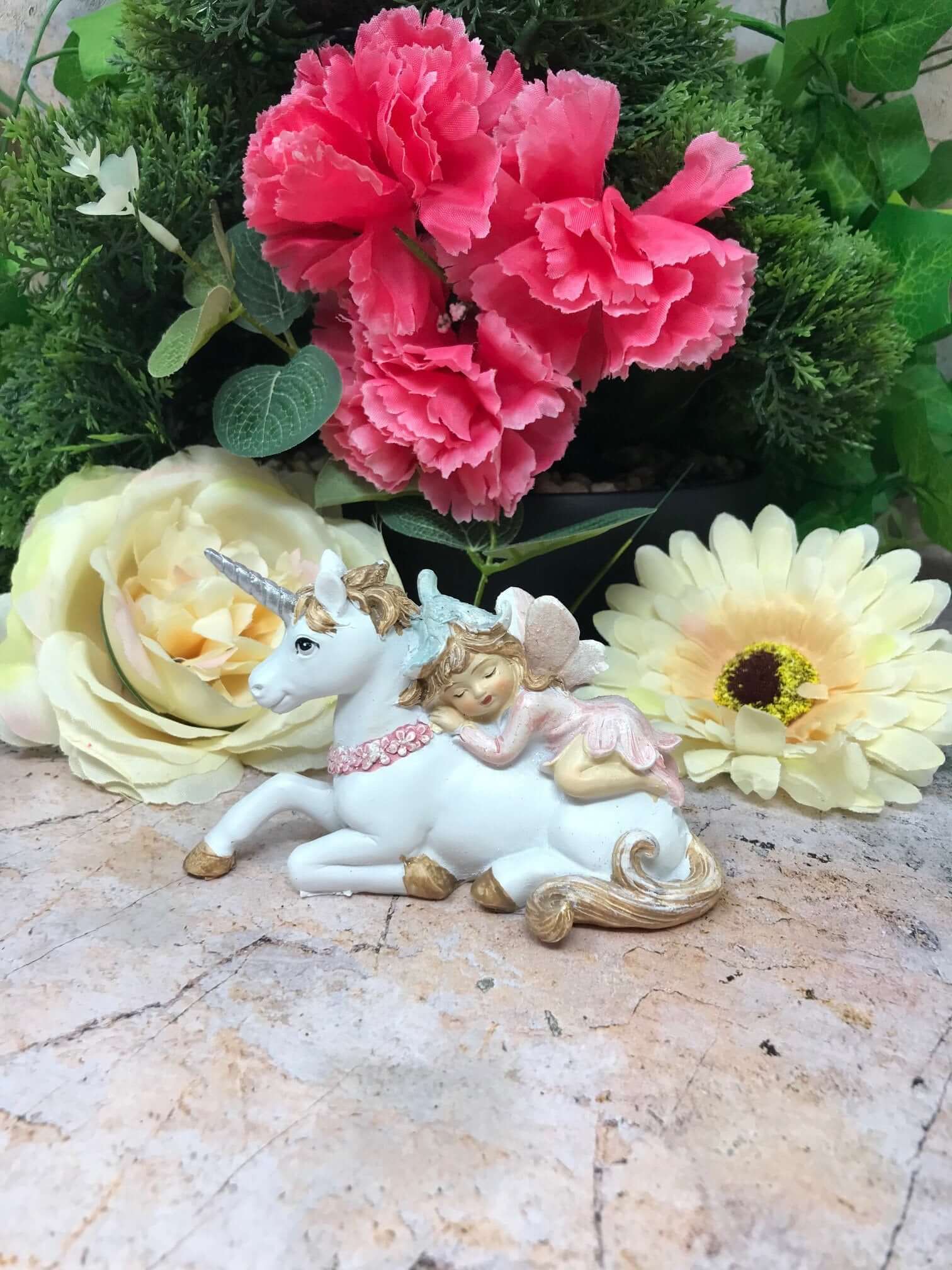 Fairy Resting with Unicorn Figurine Fantasy Fairies Mythical Sculpture Figure-Osiris Craftworks