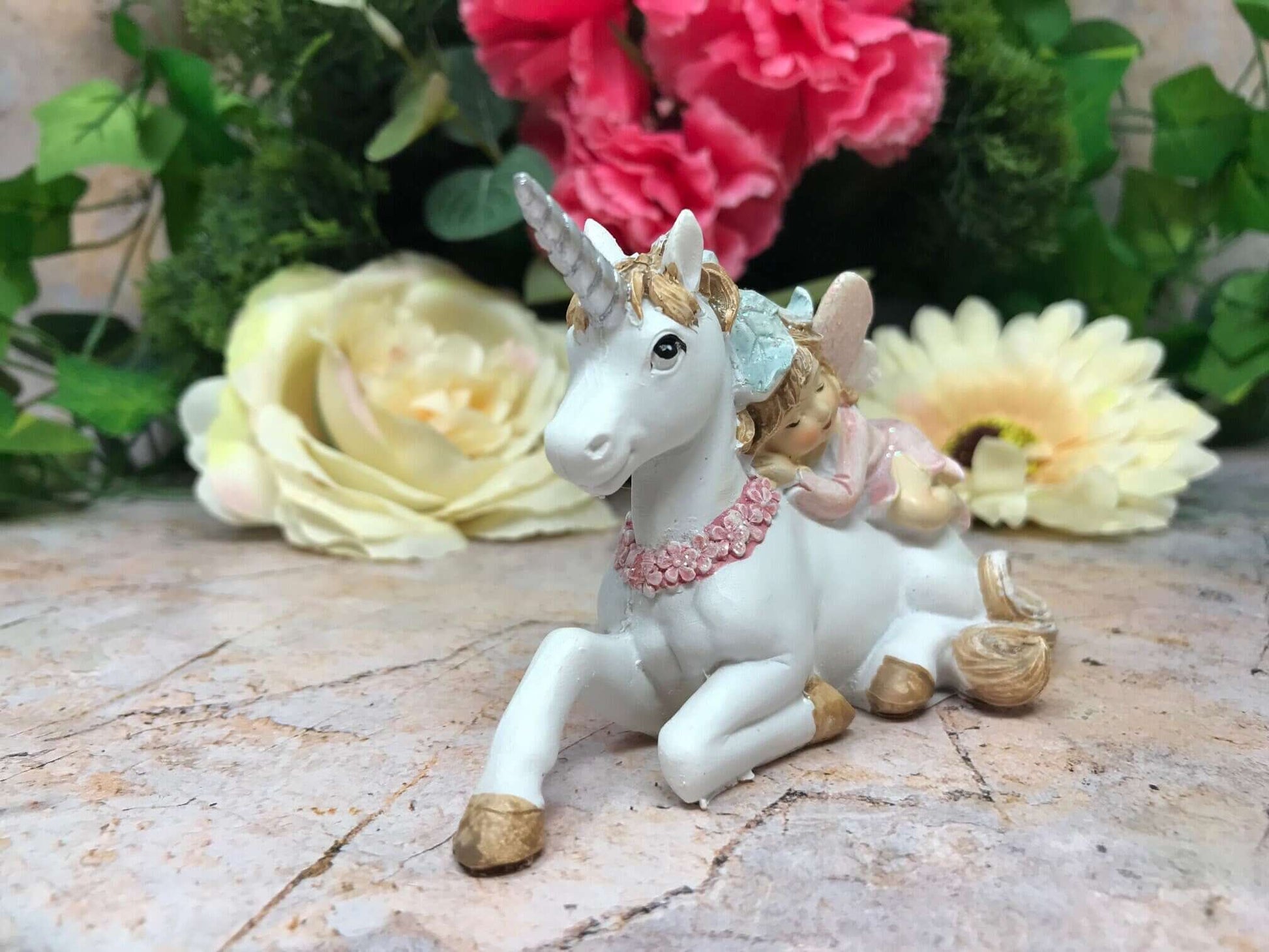 Fairy Resting with Unicorn Figurine Fantasy Fairies Mythical Sculpture Figure-Osiris Craftworks