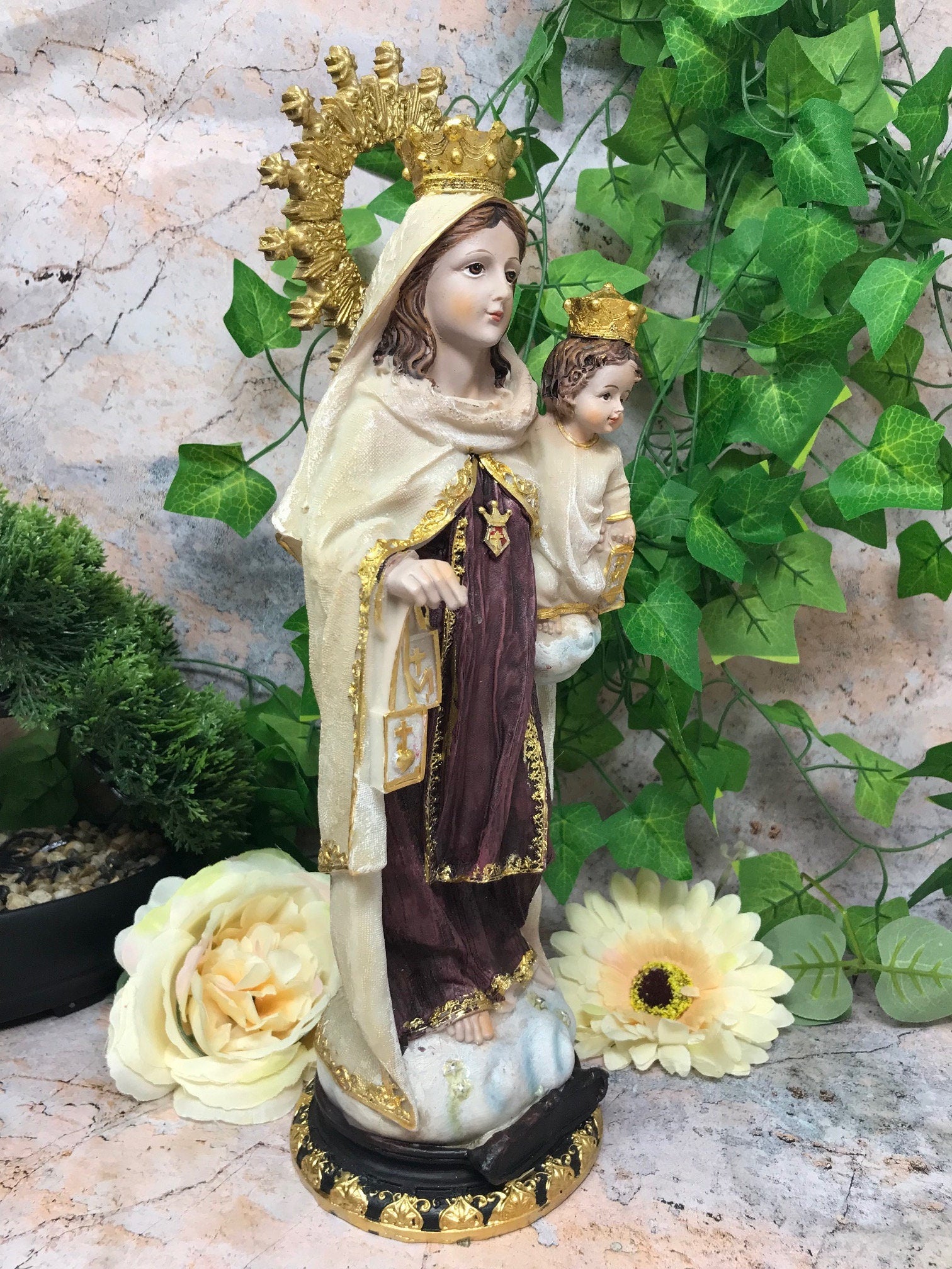 Our Lady of Mount Carmel Virgin Mary Sculpture Statue Religious Ornament-Osiris Craftworks