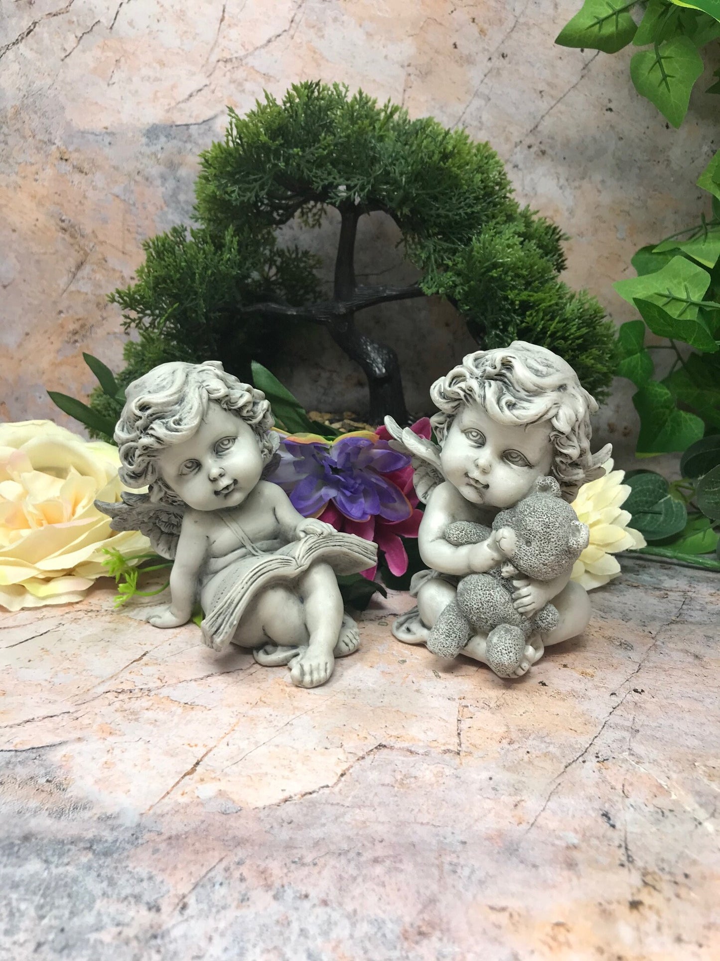 Elegant Guardian Angel Cherubs Statues – Delicate Ornamental Sculptures for Home Decor-Osiris Craftworks