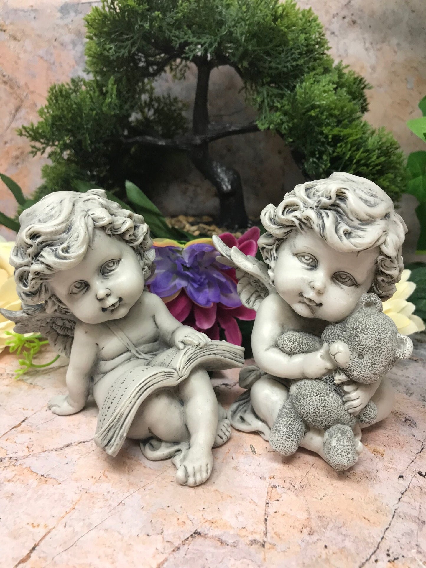 Elegant Guardian Angel Cherubs Statues – Delicate Ornamental Sculptures for Home Decor-Osiris Craftworks