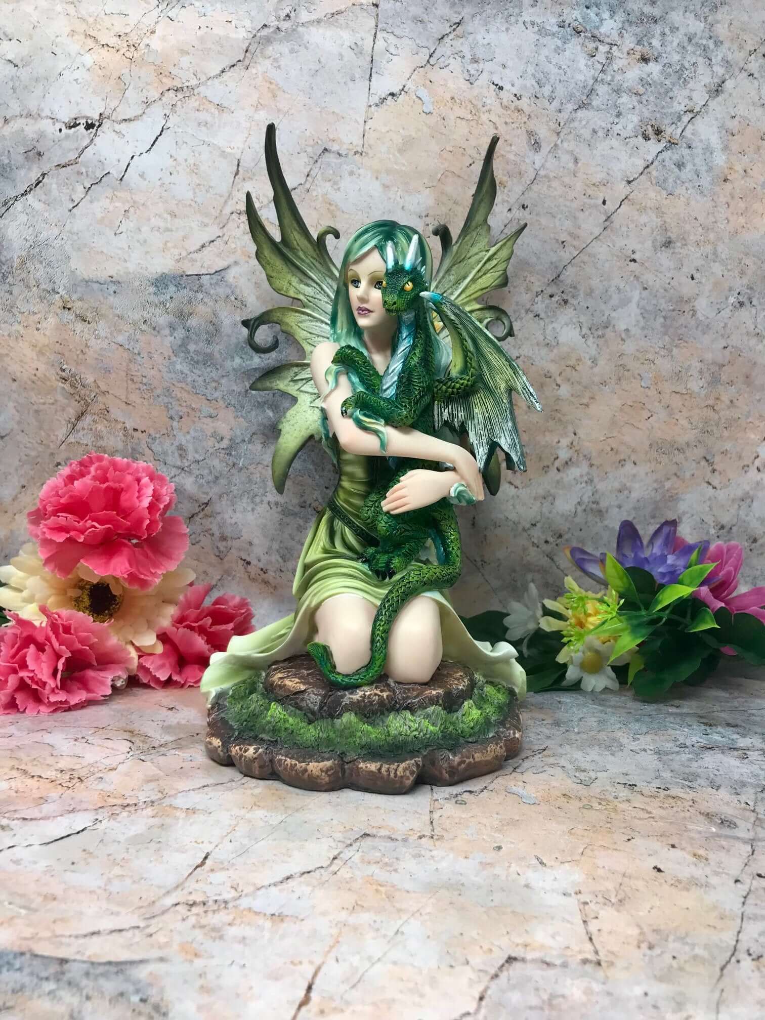 Forest Fairy with Dragon Companion Fantasy Figurine Mythical Sculpture Fairies-Osiris Craftworks