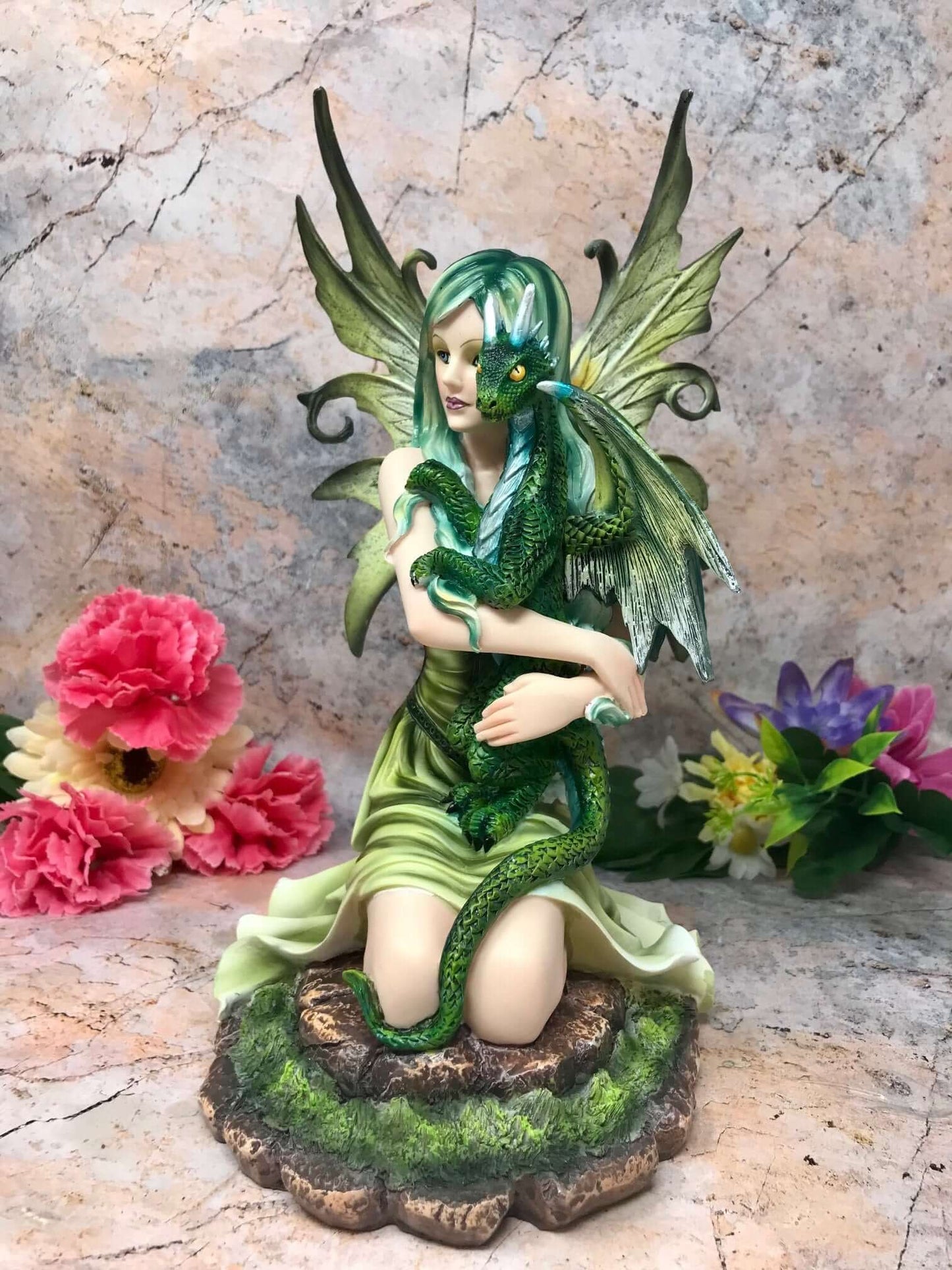 Forest Fairy with Dragon Companion Fantasy Figurine Mythical Sculpture Fairies-Osiris Craftworks