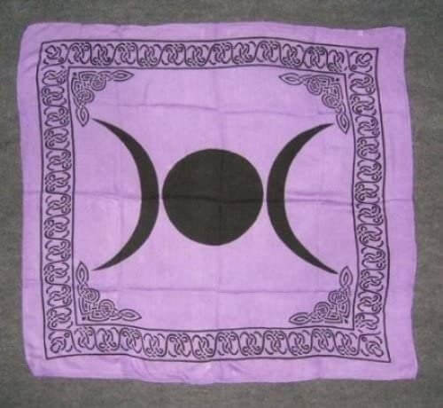 Triple Moon Goddess Altar Cloth | Wiccan Tarot Ritual Mat | Pagan Spiritual Table Cover | Mystical Circle Wall Tapestry |Sacred Space Linen-Osiris Craftworks