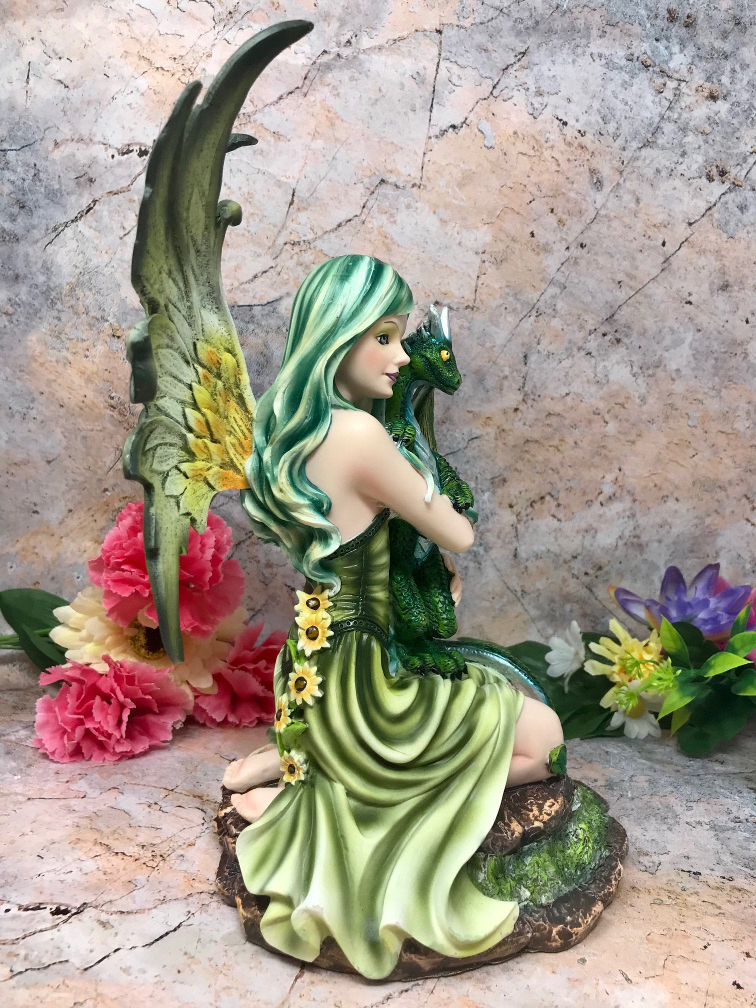 Forest Fairy with Dragon Companion Fantasy Figurine Mythical Sculpture Fairies-Osiris Craftworks