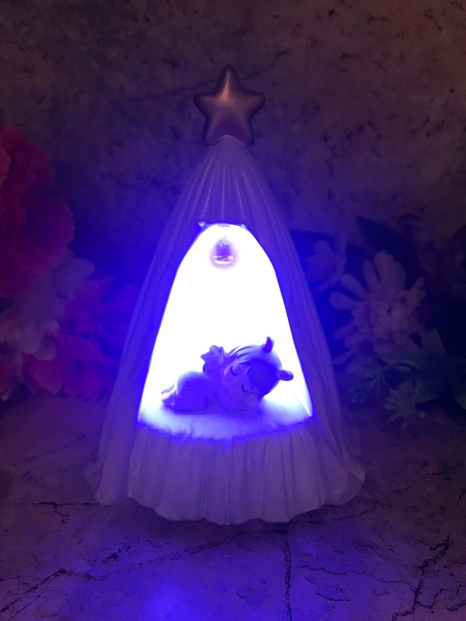 Adorable Peaceful Angel Baby Girl Sleeping Sculpture Angels Collection Figurine Fantasy LED Light Purple Design-Osiris Craftworks