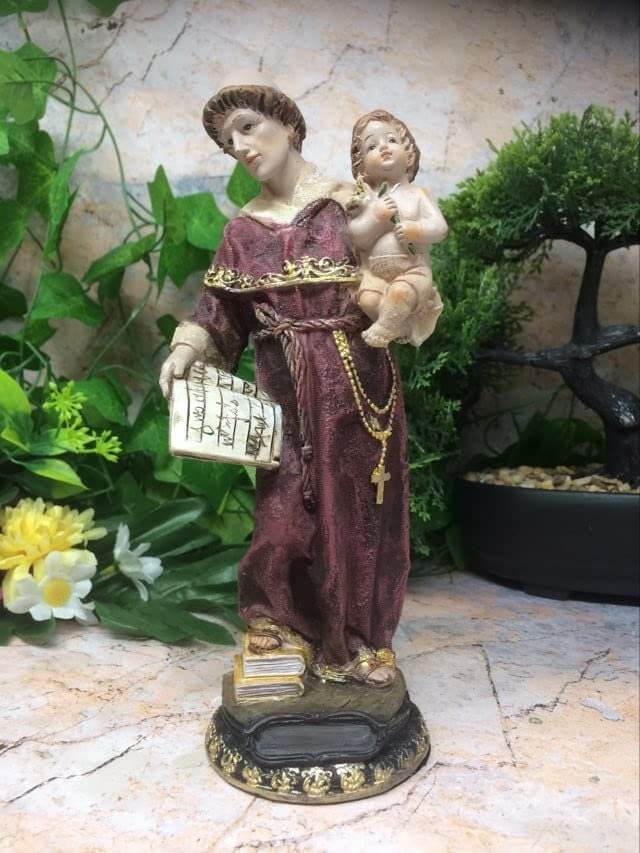 St Anthony and Baby Jesus Statue Religious Ornament Sculpture Catholic Figurine for Home or Chapel 20 cm-Osiris Craftworks