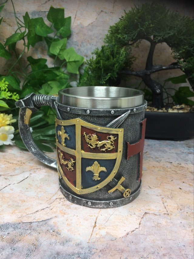 Medieval Style Templar Tankard Beer Glass Stein Crusader Table Decoration-Osiris Craftworks