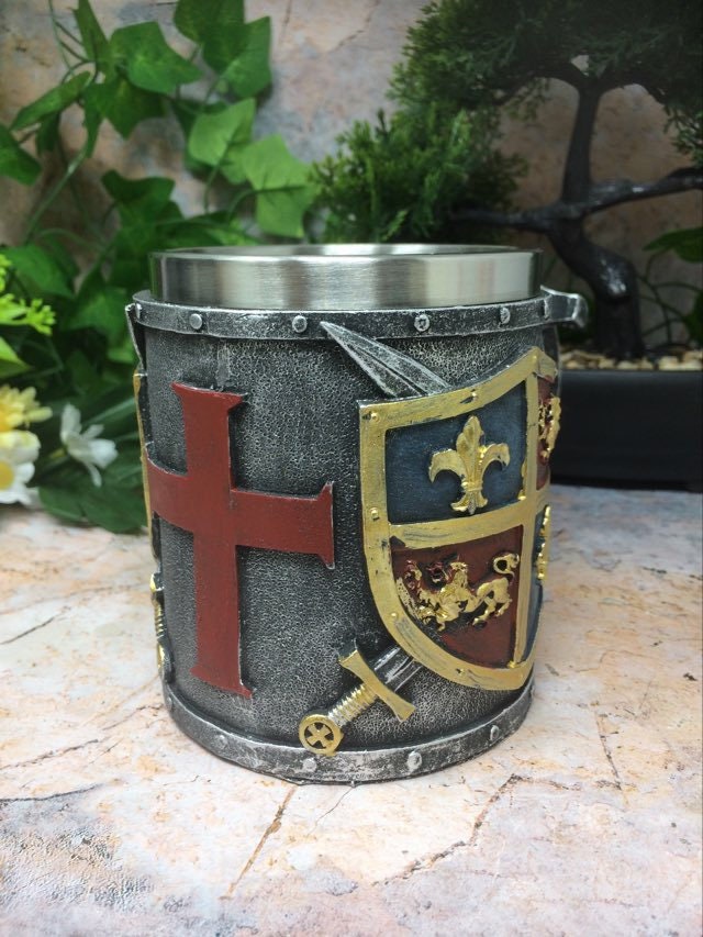 Medieval Style Templar Tankard Beer Glass Stein Crusader Table Decoration-Osiris Craftworks