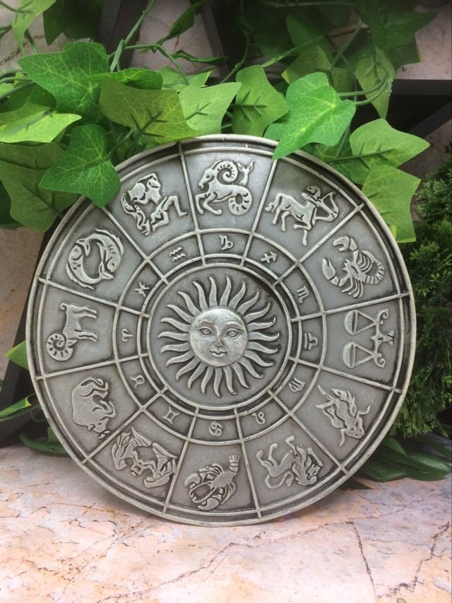 Handcrafted Astrology Wall Plaque with Mystical Zodiac Symbols for Wicca Pagan Altar Decor-Osiris Craftworks