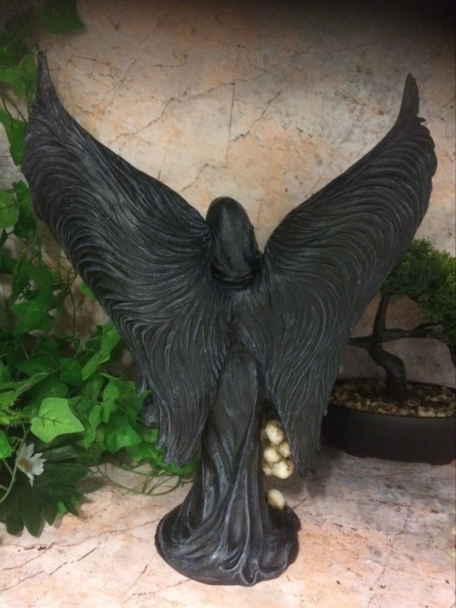 Haunted Grim Reaper: Angel of Death Spooky Sculpture with LED Light for Halloween Horror Ambiance-Osiris Craftworks