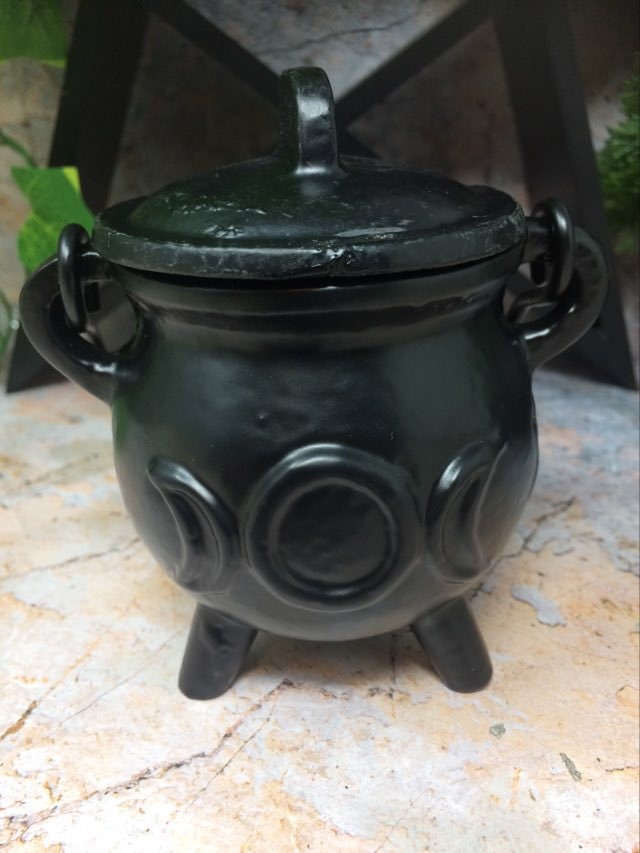 Cast Iron Cauldron Triple Moon Goddess Wiccan Supplies Pagan Gift Altar Pentacle Spellcast Potions-Osiris Craftworks