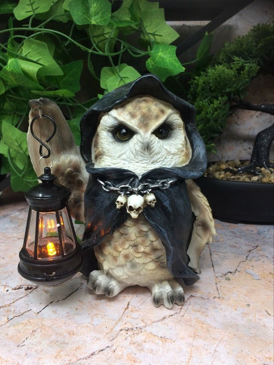 Mystical Owl Sculpture Figurine Statue Owls Collectables LED Light Lantern