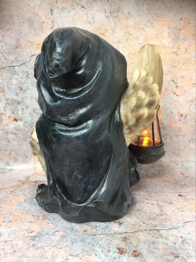 Mystische Eule Skulptur Figur Statue Eulen Sammlerstücke LED Licht Laterne