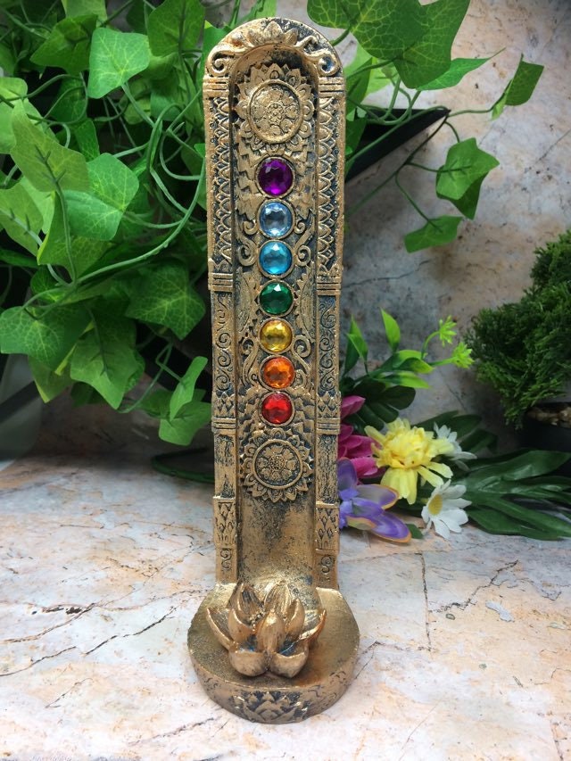 Lotus Chakra Incense Holder, Buddhism Altar Decor Burner, Spiritual Home Ornament, Meditation Yoga Room Accessory, Zen Incense Stick Stand-Osiris Craftworks