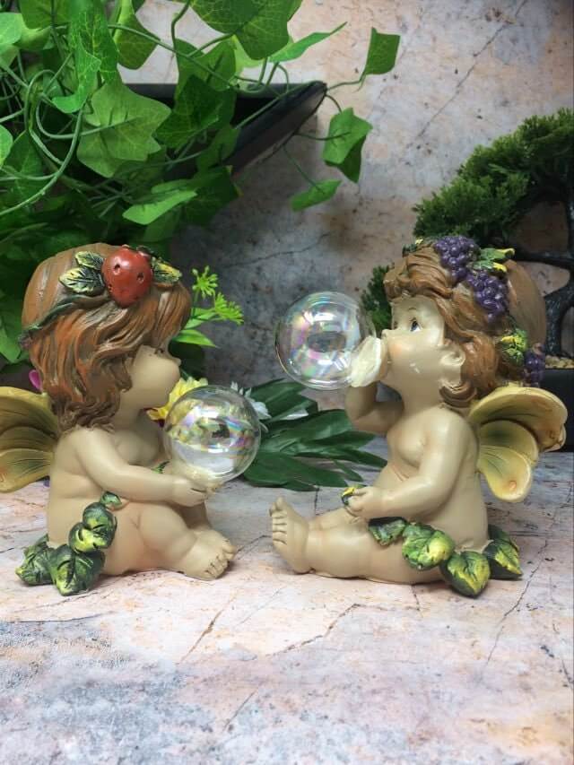 Pair of Guardian Angel Figurine Flower Fairies Statue Ornament Sculpture Gift-Osiris Craftworks