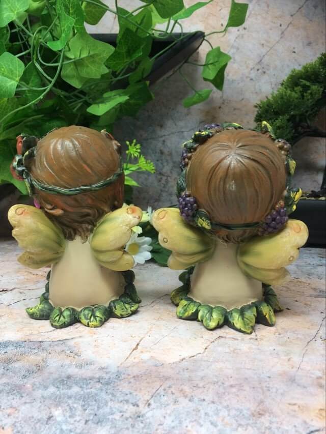 Pair of Guardian Angel Figurine Flower Fairies Statue Ornament Sculpture Gift-Osiris Craftworks