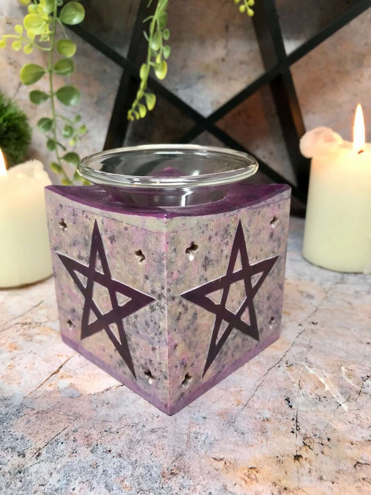 Soapstone Pentagram Oil Burner Aromatherapy Home Decoration Pagan Wicca Altar Space Clearing-Osiris Craftworks