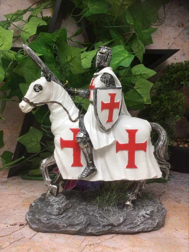 Templar Knight Riding Statue Ornament Medieval Gift Sculpture Crusader-Osiris Craftworks