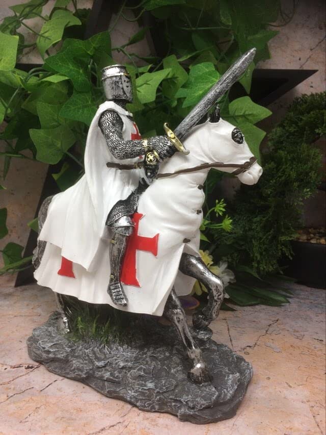 Templar Knight Riding Statue Ornament Medieval Gift Sculpture Crusader-Osiris Craftworks