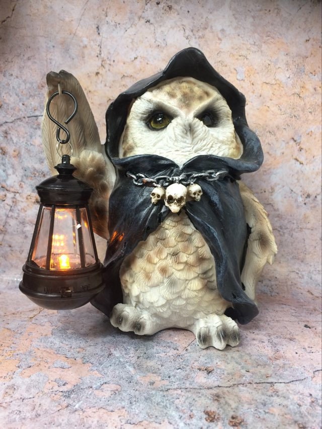 Mystical Owl Sculpture Figurine Statue Owls Collectables LED Light Lantern