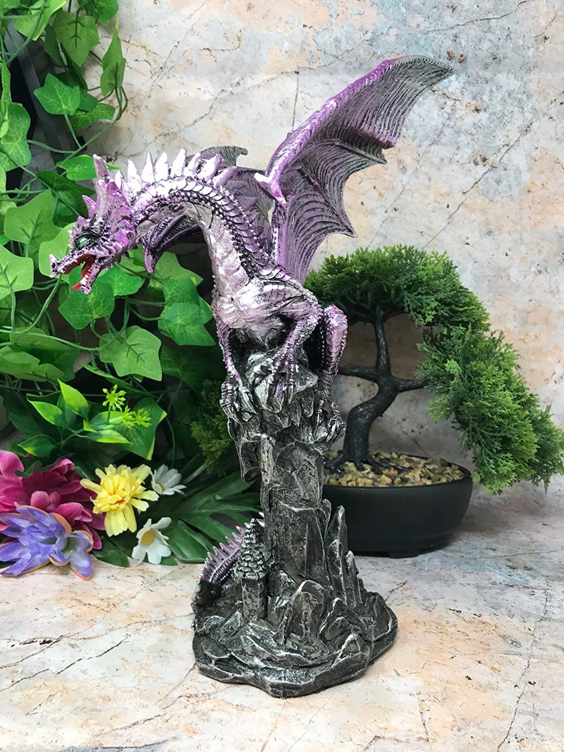 Majestic Purple Dragon Statue, Mythical Dragon Collectible, Enchanted Gothic Creature Decor, Fantasy Sculpture Ornament, Unique Gift-Osiris Craftworks