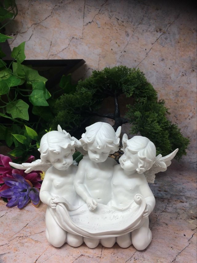 Guardian Angel Figurine Cupid Cherubs Reading Scroll Ornament Statue Love Cherub Sculpture 22.5 cm-Osiris Craftworks