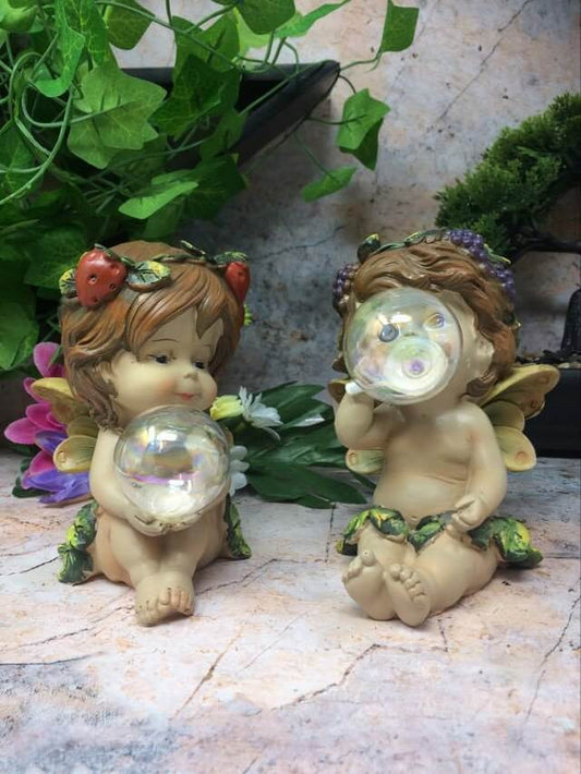 Pair of Guardian Angel Figurine Flower Fairies Statue Ornament Sculpture Gift-Osiris Craftworks