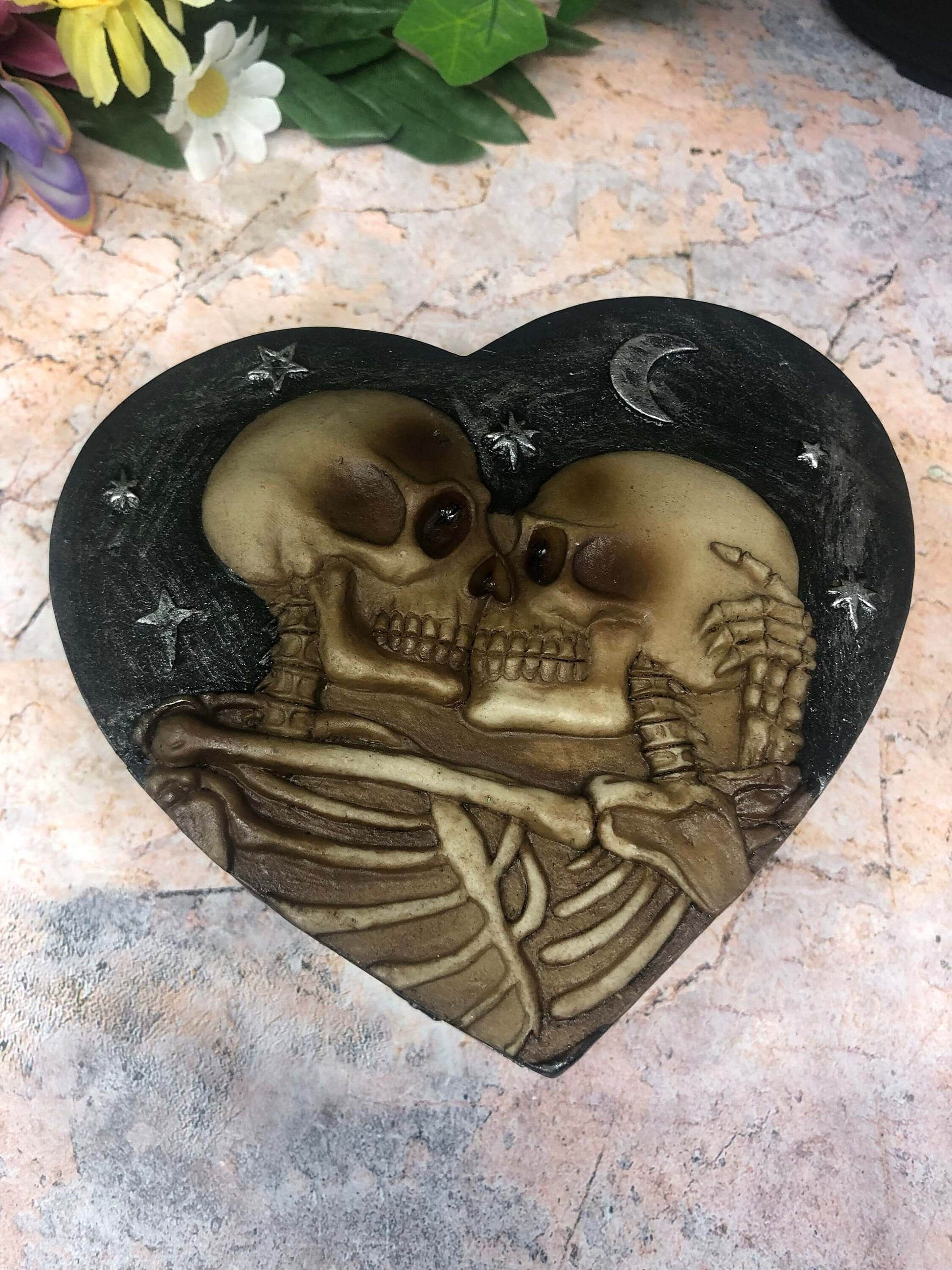 Skeleton Lovers Trinket Box Sculpture Skull Gothic Horror Secret Stash Till Death Us Do Part-Osiris Craftworks