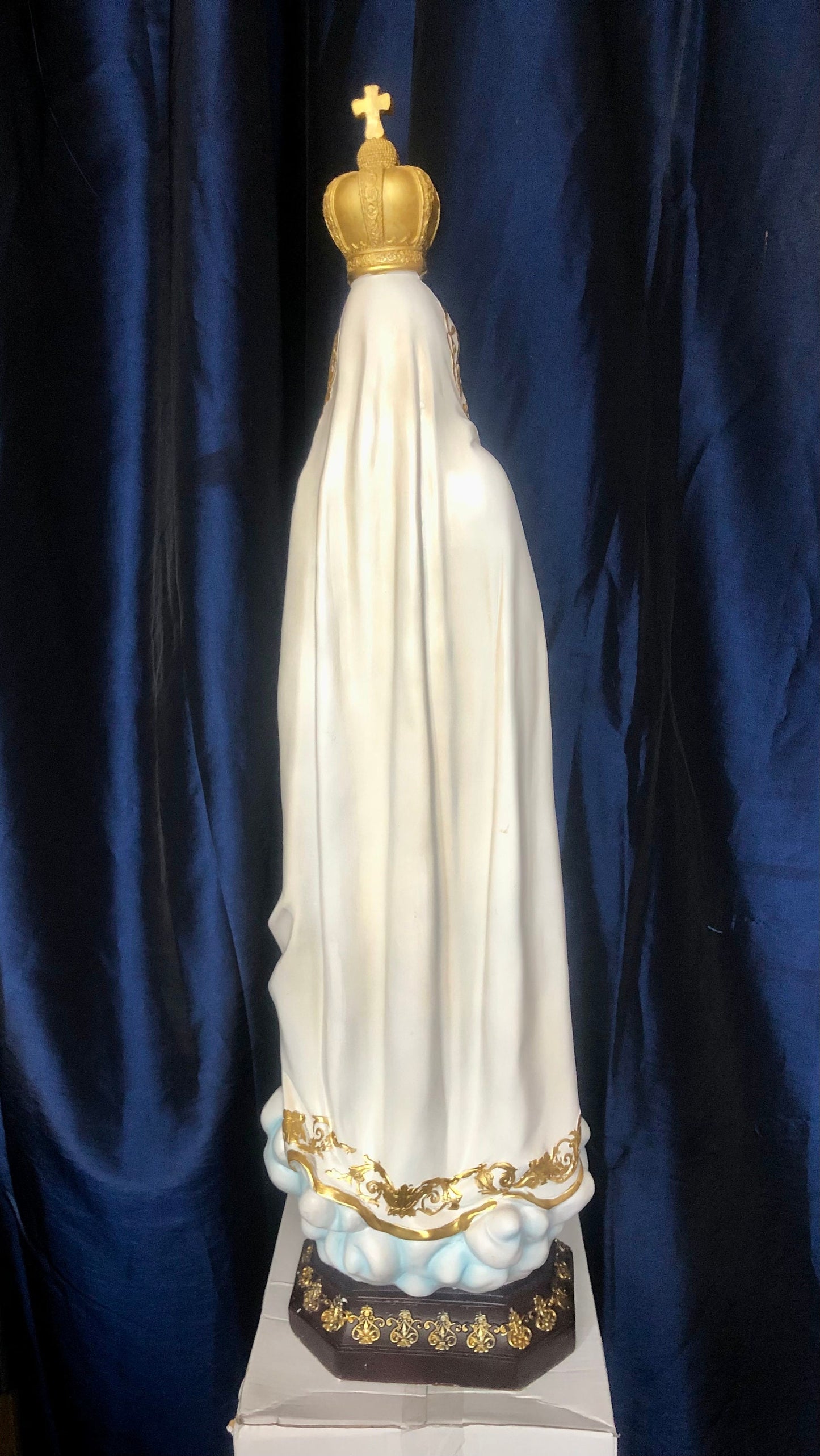 Grande statue de Notre-Dame de Fatima - Sculpture religieuse en résine fabriquée à la main de 70 cm, décoration d'intérieur catholique élégante