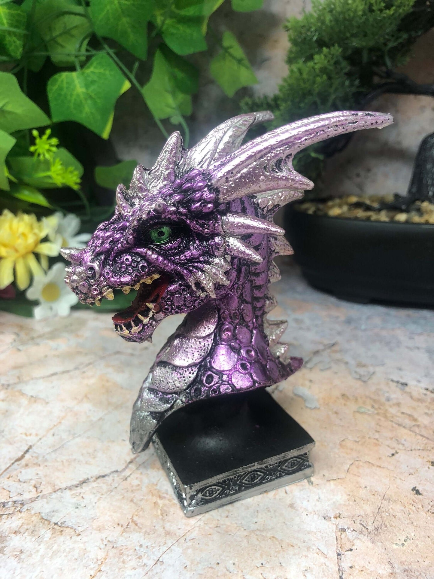 Purple Dragon Guardian on Stand Sculpture Statue Ornament Dragons Collection Hand Made from Quality Designer Resin-Osiris Craftworks