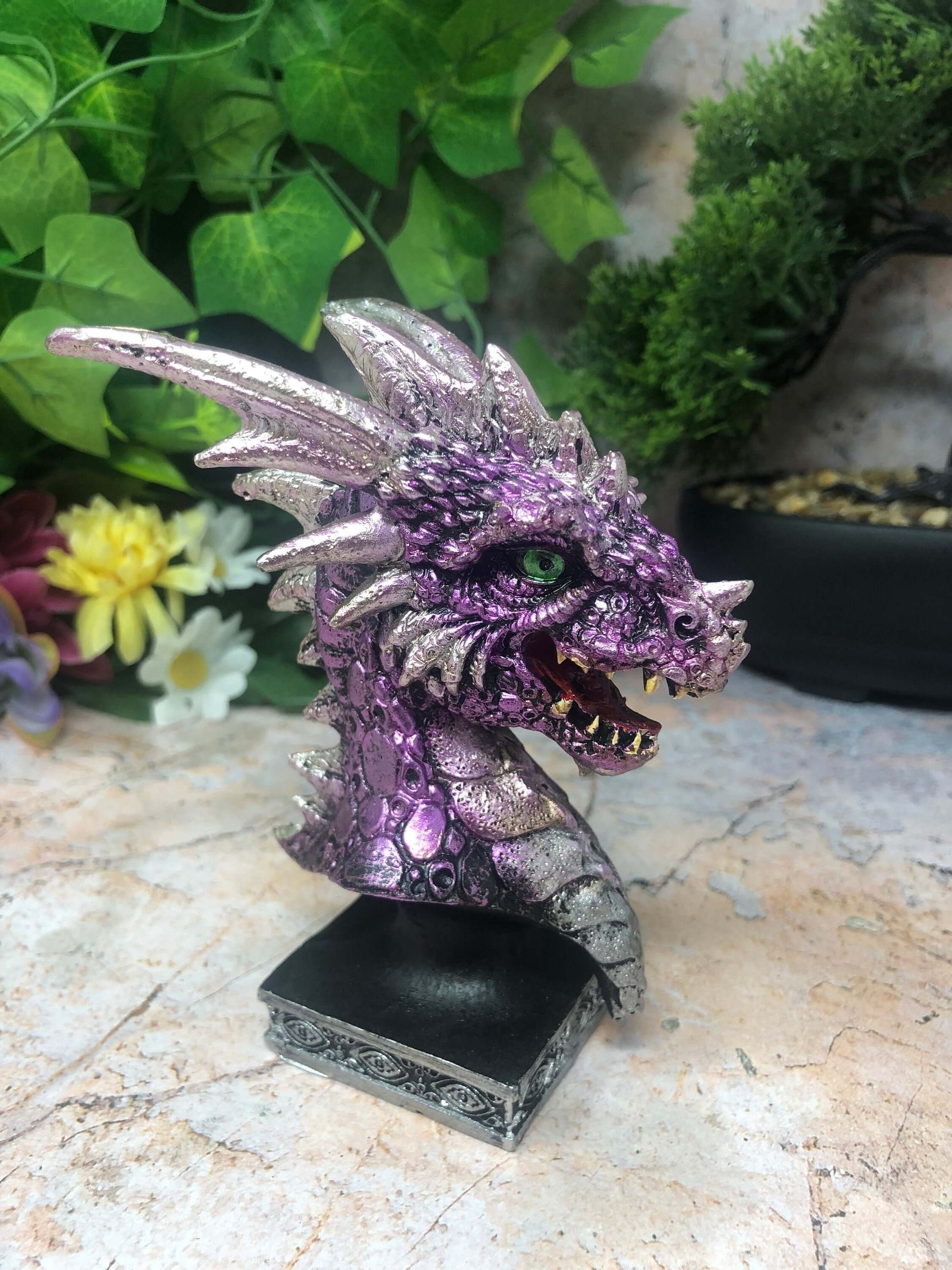 Purple Dragon Guardian on Stand Sculpture Statue Ornament Dragons Collection Hand Made from Quality Designer Resin-Osiris Craftworks