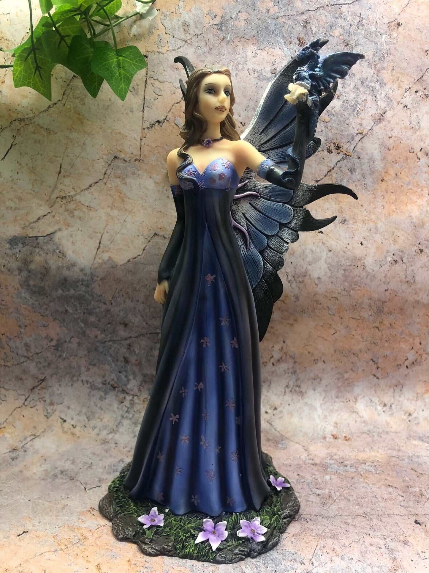 Elegant Enchanted Forest Fairy with Dragon Companion Figurine – Whimsical Enchantress Statue – Ethereal Home Decor, Fantasy Lover's Dream