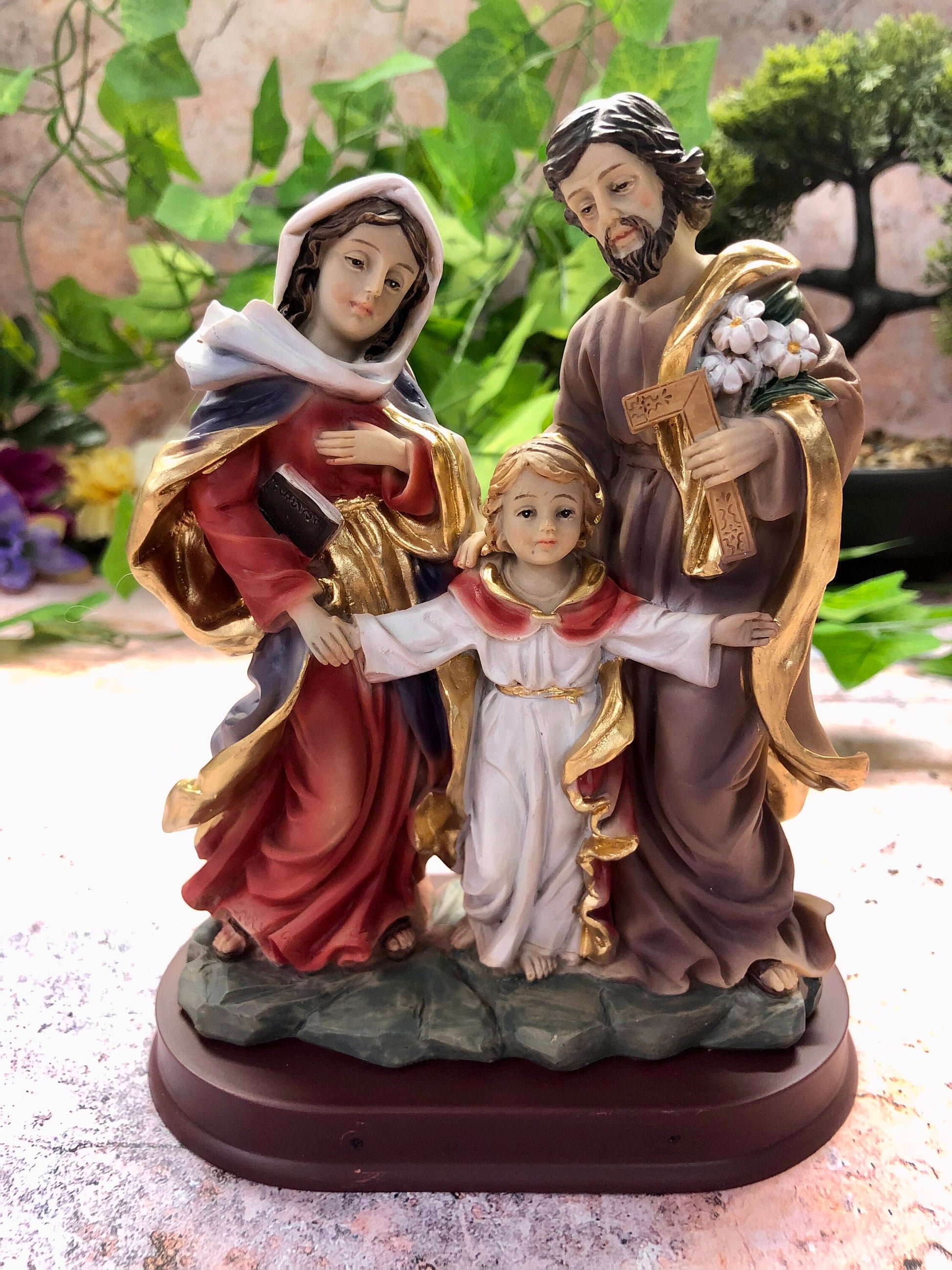 Holy Family Statue of the Virgin Mary with Joseph and Jesus Religious Ornament Figure Home Decor 15 cm-Osiris Craftworks