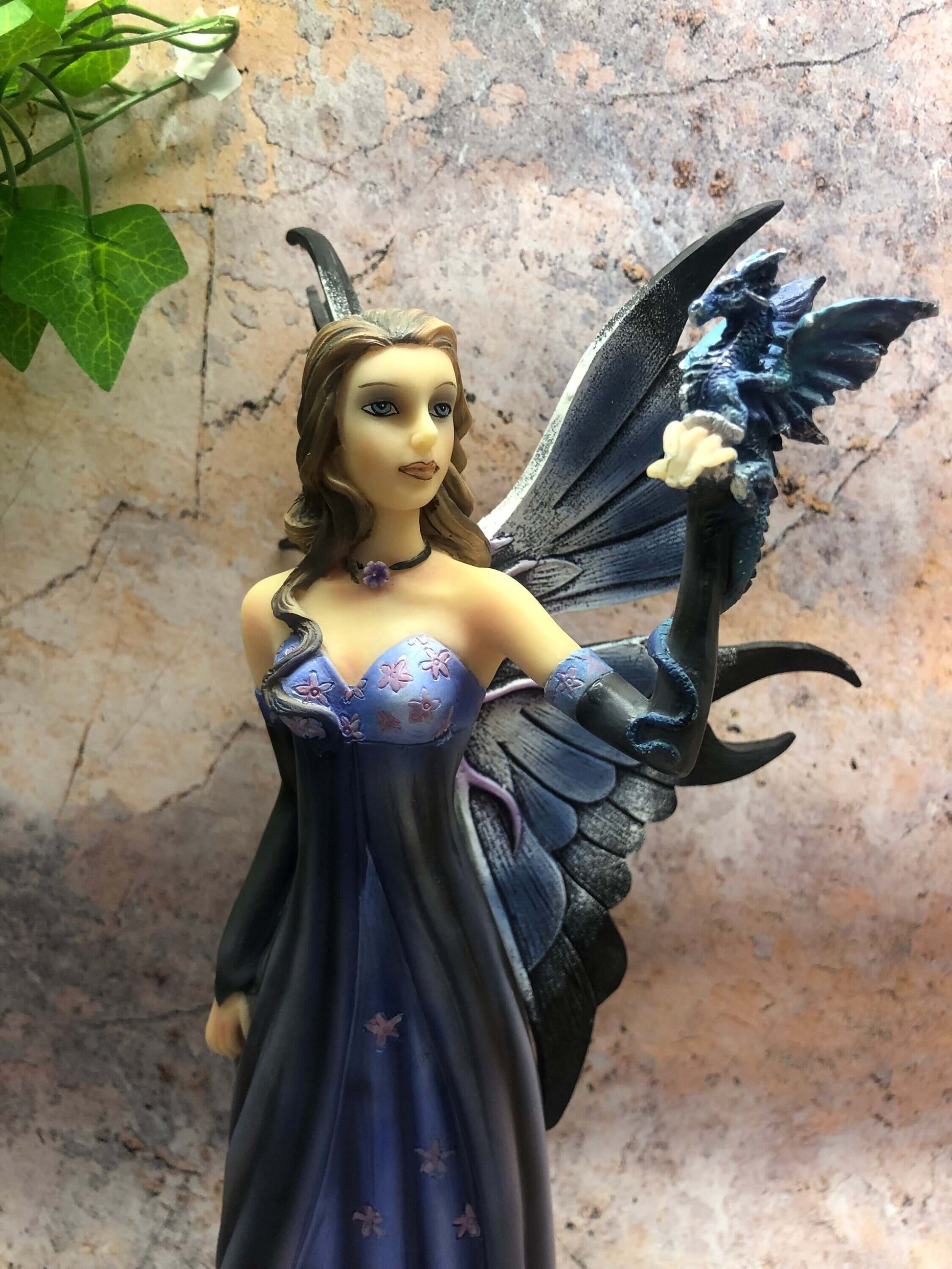 Elegant Enchanted Forest Fairy with Dragon Companion Figurine – Whimsical Enchantress Statue – Ethereal Home Decor, Fantasy Lover's Dream